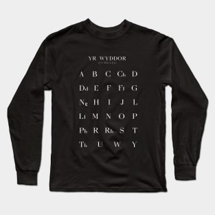 Welsh Alphabet Chart, Yr Wyddor Gymraeg Language Chart, Black Long Sleeve T-Shirt